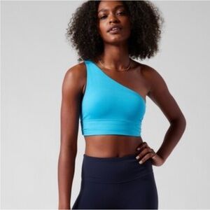 ATHLETA One Shoulder Multi-Way Sports Bra Bright Blue Small Soft Stretch VEUC